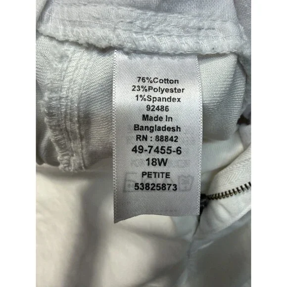 Denim 24/7 White Straight Leg Jeans 18W Plus NWOT Cotton Stretch High Rise - Picture 4 of 6